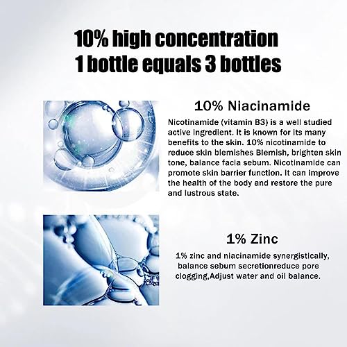 Face Moisturiser, 10% Niacinamide Serum+ 1% Zinc Serum, High-Strength Vitamin to Control Excess Oil and Redness, Tackles Blemishes, Minimises Por