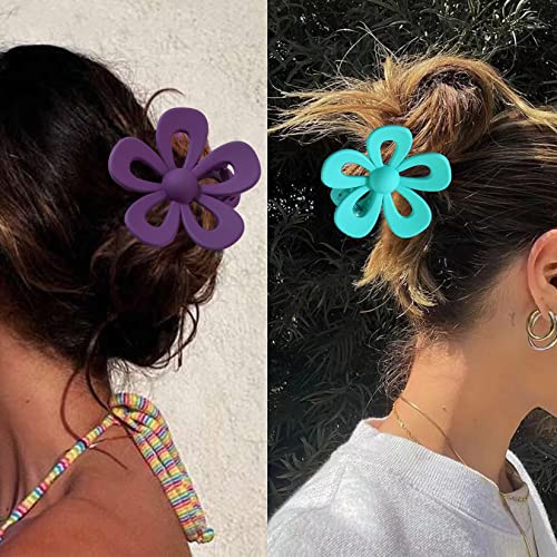 MENGCOOL 8PCS Flower Hair Clips, Cute Hair Clip for Medium Thick Hair, ABS Strong Hair Hold Jaw Clamps, Non-Slip Large Hair Clip for Women and Gi