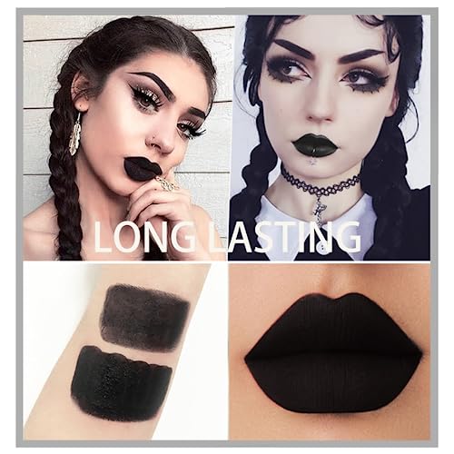 Black Lipsticks for Women Long Lasting - Matte Lipstick Highly Pigmented - Waterproof Moisturize Plumping Lip Gloss Non Stick Velvet Lipstick - U