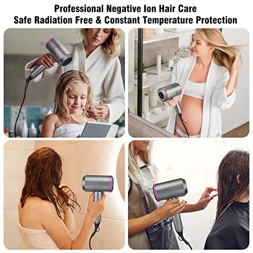 Professional Hair Dryer 2000W Fast Drying Ionic Hairdryer with Diffuser Hairdryer with 2 Speeds, 3 Heating and Cool Button for Women Man Home Tra