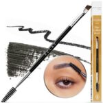 Professional Double Ended Eyebrow Brush and Spoolie - Angled Brush for Precision Application, Shaping and Blending - Premium Synthetic Bristles,
