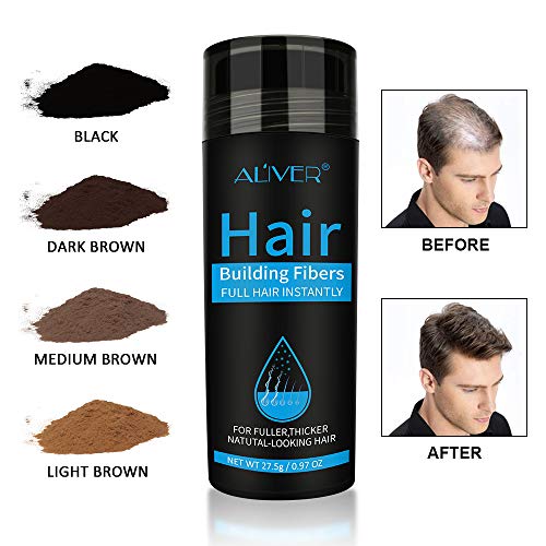 Hair Building Fibers, Nature Keratin Hair Fibers Black, Full Hair Instantly, Professional Quality Fiber Hair Powder Spray for Men and Women (Blac