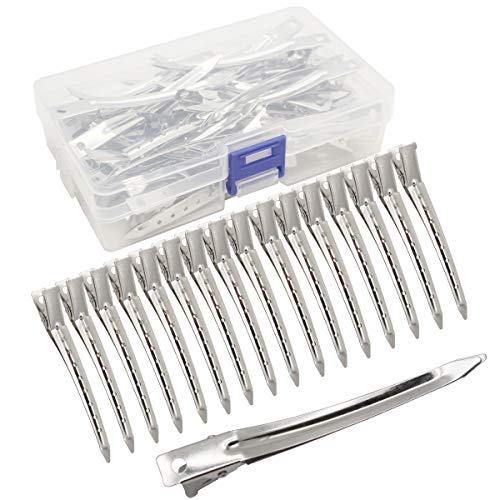 JOYOYO 40 Pcs Duck Bill Hair Clips Hair Sectioning Clips Hairdressing Clips Pin Curl Clips with Holes, 3.5 Inch Professional Sectioning Clips for