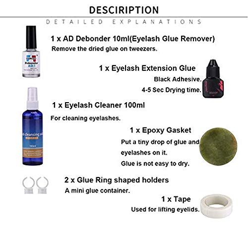 Eyelash Extension Kit, Professional DIY Lash Extension Kit Eyelash Mannequin Head with Cluster Lashes, Eyelash Extension Glue, Eyelash Tweezers,