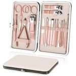 URAQT Nail Clippers, 18 pcs Manicure Pedicure Set, Nail Scissors Cuticle Remover for Men Women, Stainless Steel Nail Care Grooming Kit with Leath
