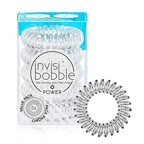 invisibobble POWER Hair Ties, True Black, 3 Pack - Extra Strong Grip, Waterproof, Traceless - Perfect for Sports, Suitable for All Hair Types