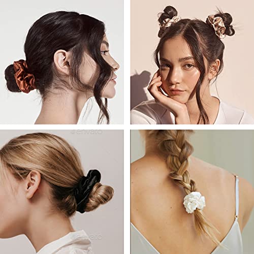 LIHELEI 8PCS Women Hair Scrunchies, Leopard Silk Satin Ponytail Holder, Solid Color Elastic Hair Bands Scrunchy Hair Ties Ropes for Women Girls L
