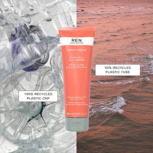 REN Clean Skincare - Perfect Canvas Clean Jelly Oil Cleanser - Tri-Phase Facial Cleanser Transforms from Cleansing Jelly to Facial Oil to Cleansi
