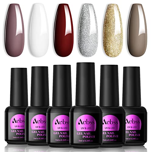 AUBSS Colour Changing Gel Nail Polish Set, 6 Colours Temperature Change Gel Polish Thermal Mood Chameleon Soak Off UV Gel Nail Kit Red Blue Orang