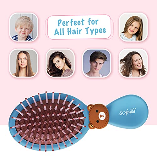 Hair Brush, Detangler Brush for Girls Boys Women Men Kids Wet Dry Hair, Mini Travel Detangling Brush for All Hair Types Glide Through Tangles Wit