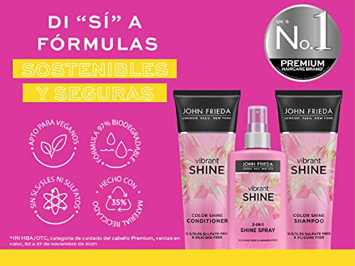 John Frieda Vibrant Shine Colour Shine Shampoo 250 ml, Weightless Glossing Shampoo for Shiny Hair, Sulphate-Free and Silicone-Free Shampoo