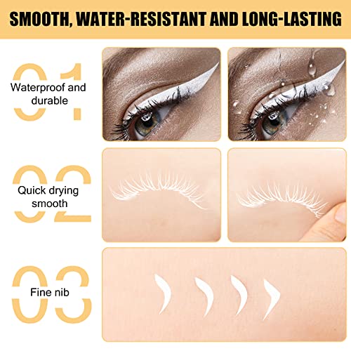 Beteligir Matte White Liquid Eyeliner, Waterproof Eye Liner Long Lasting Eye Brighten, Professional Highlighter White Eyeliner (White)