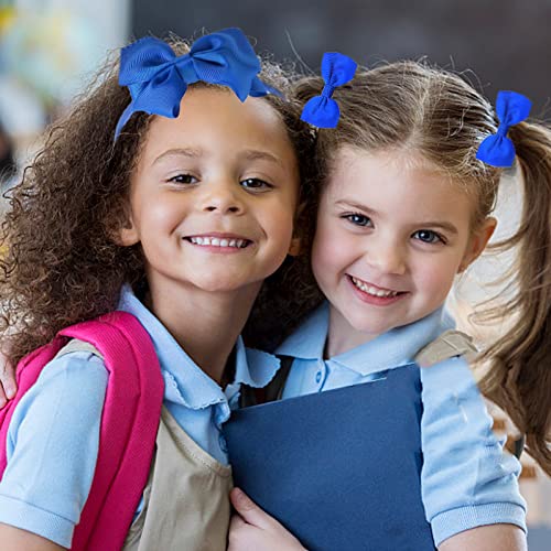 Carreuty 38PCS School Hair Accessories Kit Royal Blue Ribbon Style Bow Bobbles Hair Clips Bows Ribbon and Elastics Bands for School Girls Women G