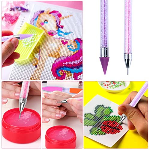 Rhinestone Picker Tool Wax Pencil for Rhinestones diamond painting Dotting Pen 2pcs Dual-Ended Rhinestones Pen with 2 Extra Wax Tips and 1 Nail A
