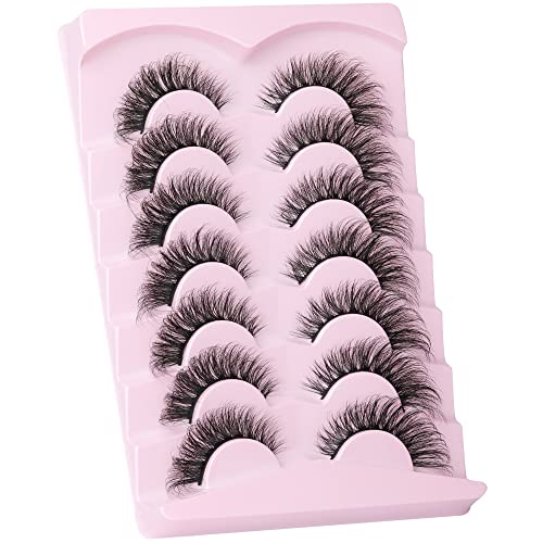 Fluffy False Eyelashes Natural Cat Eye Lashes 3D Faux Mink Eyelashes Wispy Fox Eye Lash Extensions 7 Pairs Multipack by Eefofnn
