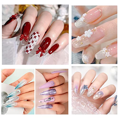 INPING Nail Glue, 6-In-1 Gel Nail Glue for Acrylic Nails Tips Extra Strong Nail False Nail Glue Artificial Bond Glue for Stick On Nails/Base Coat