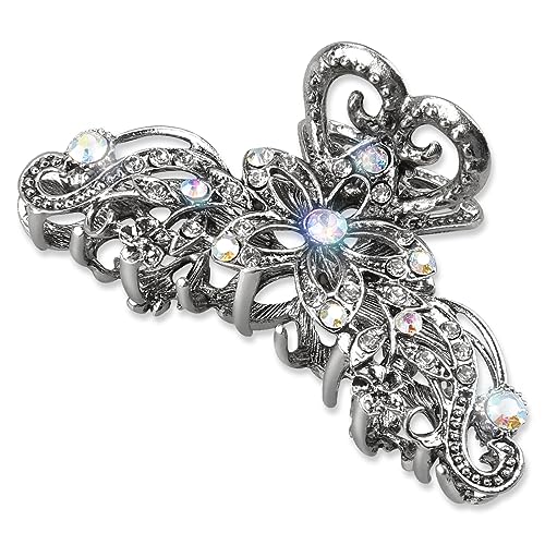 Jagowa Vintage Hair Claw Clips Rhinestone Shiny Flower Butterfly Claw Clips Retro for Women Girls Wedding Bridal