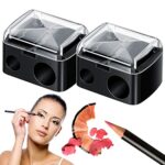 2pk Eyeliner Sharpener | 2 Holes Makeup Sharpener for Big & Small Sized Eye Pencil Sharpeners | Eyeliner Pencil Sharpener Eyebrow Pencil Sharpene
