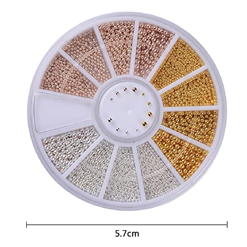 2 Boxes 3D Nail Art Decorations Nails Art Mini Steel Ball Nail Beads Nails Beauty Decorations Accessory Tool for Nail Decoration