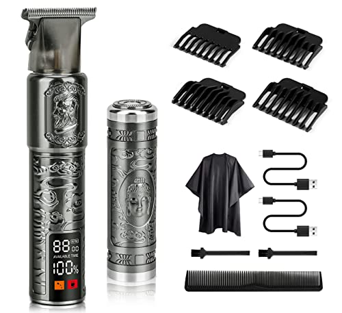 Beard Trimmer Men,Professional Hair Clippers for Men with 1.6" LCD Display,Cordless Rechargeable Hair Trimmer Shaver Set for Barbers and Home,USB