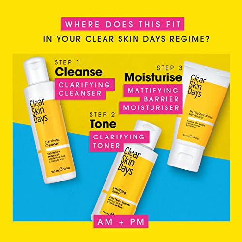 Clear Skin Days Mattifying Barrier Moisturiser - Blemish & Acne Treatment Gel For Oil Control - Reduce Blemishes, Protect and Hydrate Skin, Contr