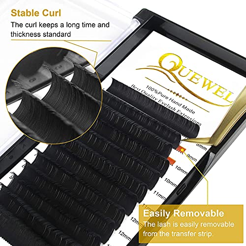 Eyelash Extensions 0.15 D Curl Mix-8-15mm QUEWEL Classic Lash Extensions Classic Individual Lash Extensions Soft Black Matte Single Lashes Extens