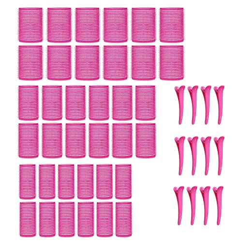 KEYRI 48PCS Hair Rollers Set Hair Rollers with Clips Self Grip Jumbo Hair Roller No Heat Heatless Hair Rollers for Long Medium Short Hair Styling