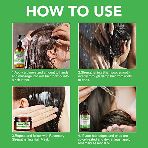 Rosemary Shampoo, 300ml Rosemary Shampoo for Cleanse Hair, Helps Improve Hair Growth, Moisturize & Soften Hair, Hair Care Shampoo for Hair Loss,