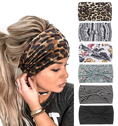 Headbands for Women Wide Boho Head Scarfs Wraps Yoga Hairbands Elastic Sport Running Turbans Head Bands
