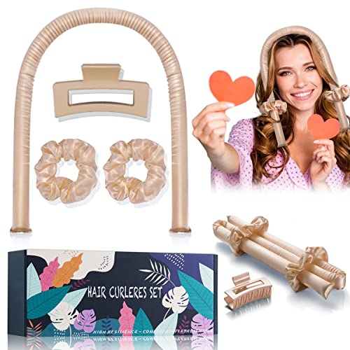 High Resilience Sponge Heatless Curling Rod Headband, Women Curls, Soft and Comfortable Sleep Silk No Heat Curls Ribbon, Adjustable Wave Iron Kit