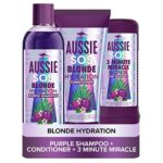 Aussie Blonde Purple Shampoo and Conditioner Set + Hair Mask, Silver & Blonde Shampoo & Hair Conditioner + 3 Minute Miracle, 290ml/200ml/250ml, P