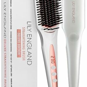 Ionic Hair Straightener Brush for Women, Fast Heating Ceramic & Anti-Scald Design, 80-230°C Adjustable Temperature - Hot Straightening Brush for