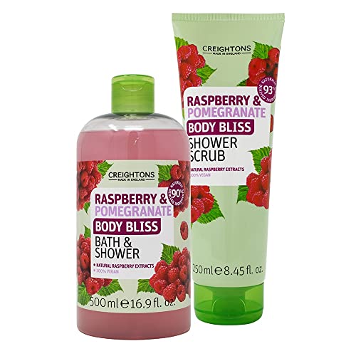 Creightons Body Bliss Raspberry and Pomegranate Shower Scrub (250 ml) - Revitalise Your Senses & Boost Your Energy with Juicy Extracts of Raspber