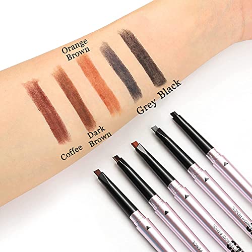 Mihqy 2 PCS Eyebrow Pencil Waterproof with Brow Brush, Dual Ended Eyebrow Pen, Automatic Makeup Cosmetic Tool(Dark Brown)
