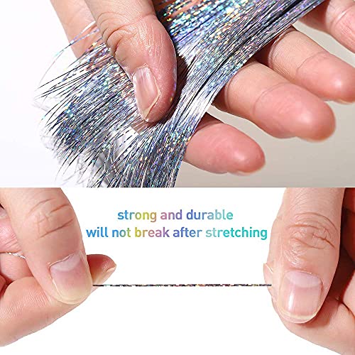 Hair Tinsel Extensions 250 Strads Fairy Holographic Sparkle Woman Hair Glitter Synthetic Tinsel Straight Hair Accessories for Women Girls Hair De