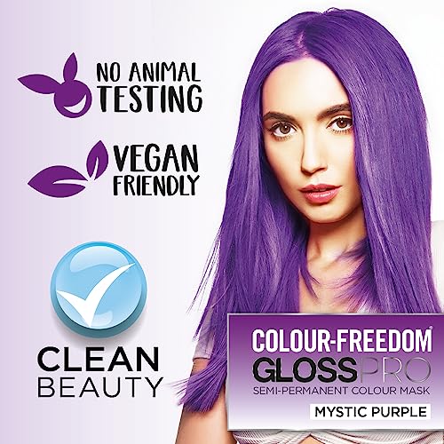 Colour-Freedom Gloss Pro 150ml Mystic Purple Semi-Permanent Hair Colour - Ultra-Vibrant Vegan Colour Mask with PurePlex | Ammonia Free Colour Las
