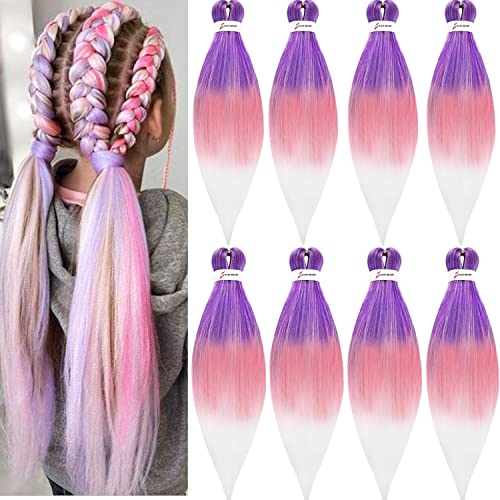 LDMY Hair for Braiding-Jumbo Braids, Long Colorful Ombre Pink Purple Jumbo Braiding Hair Extensions Kanekalon Jumbo Braid Wigs for Women Syntheti