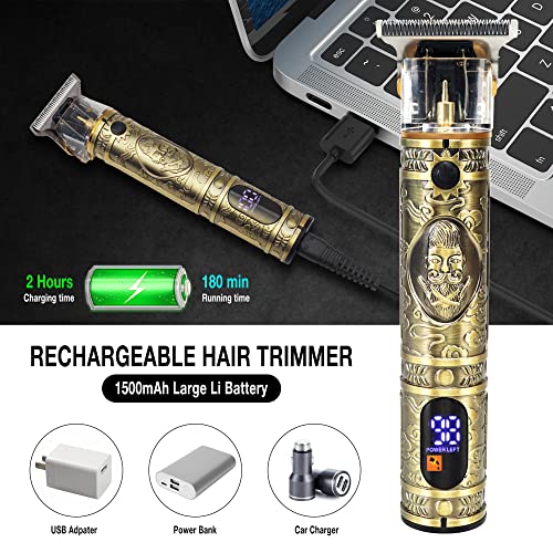 Beard Trimmer Professional Hair Clippers Men, Electric Cordless Hair Trimmer with LCD Screen & Sharp Blades, Rechargeable Clippers for Men Haircu