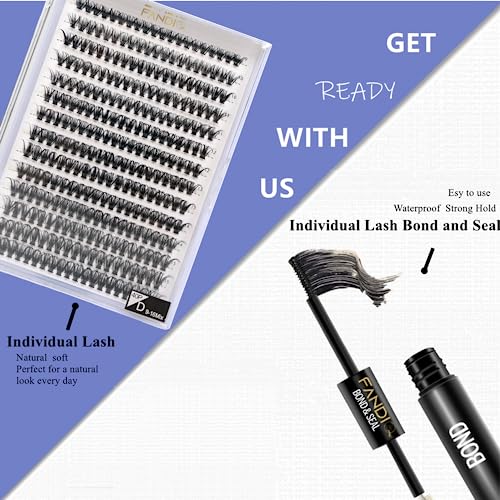 DIY Lashes Extension Kit,280PCS 40D Cluster Eyelash Extensions Kit with Lash Bond & Seal and Applicator, 9-16MM Mixed Length D Curl Clusters Lash