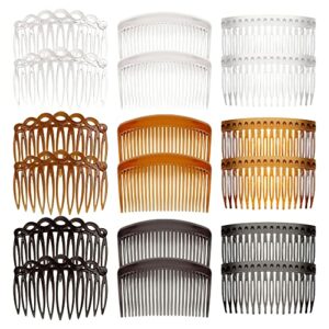 18 Pieces French Side Combs, Plastic Side Hair Twist Decorative Comb with Teeth, Hair Combs Slides Hair Clips Accessories for Women Bridal Weddin