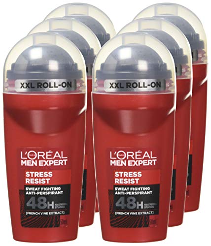L'Oréal Paris Men Expert Stress Resist Deodorant for Men, 50 ml, Pack of 6, Bulk Buy