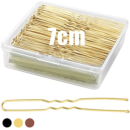 Mbsomnus 200PCS Hair Pins for Buns 7cm U-Shaped Hair Pins Long Bobby Pins Black Bun Pins with Storage Box Hair Grips for Thick Hair Women Girls W