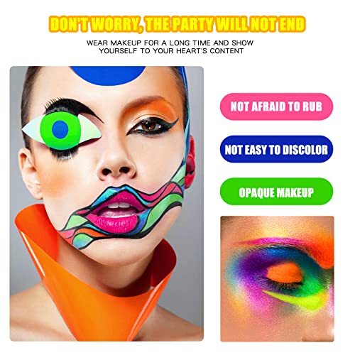 Beteligir 6 colors Neon Pigment Eyeshadow Powder, UV Glow Blacklight Mixed Bright True Colors Eye Shadow Pigments for Christmas Face Body Makeup