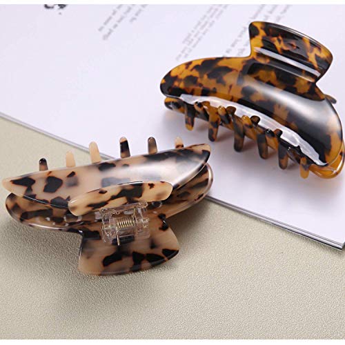Big Hair Claw Clips Tortoise Shell Large Hair Claw Clips For Thick Hair,3.5 Inch Strong Hold Hair Jaw Clips Clamps For Women,2 Color Available(2