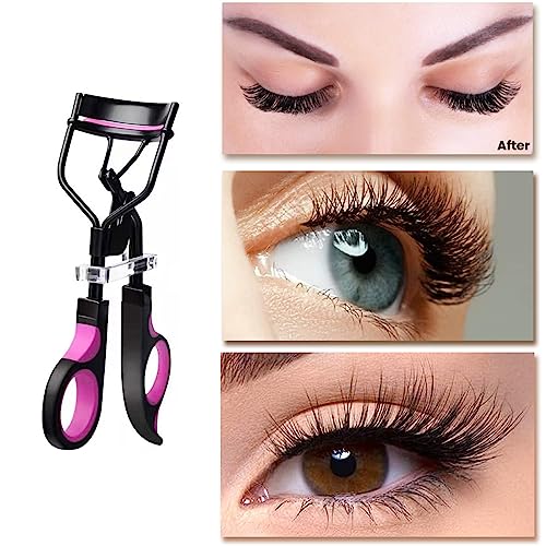 Eyelash Curler, 4 in 1 Lash Curler Kit,Black Eyelash Curler, Eyebrow Comb Easy to Use Cosmetic Tool for Long Lasting Curled Lashes Built in Separ
