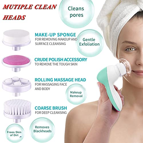 Facial Cleansing Brush Electric Facial Spin Brush Set with 4 Brush Heads for Gentle Exfoliating,Deep Cleansing,Removing Blackhead,Massaging Face
