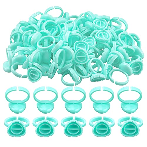 G2PLUS White Eyelash Glue Holder Ring - 100PCS Lash Extension Glue Rings - Small Disposable Plastic Glue Cups Rings for Eyelash Extension, Tattoo