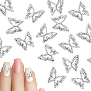 100pcs 3D Butterfly Nail Charms, Alloy Butterfly Nail Art Charms Hollow 3D Butterfly for Nails Decoration Supplies DIY Manicure Design Women Girl