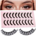 10 Pairs False Eyelashes - Russian Strip Lashes,Thick DD Curl Fluffy Wispy Faux Mink Lashes Reusable Natural Soft Eye Lashes (D-001)