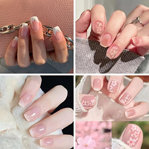 JUSTOTRY 24 Pcs Fake Nails Short, Red and Yellow Swirl Press on Nails with Designs, Glossy Pink French False Nails Short, Stick on Nails for Wome